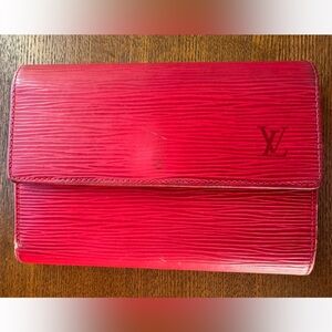 Louis Vuitton Vintage Red Epi Wallet  W/COA